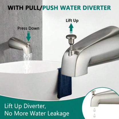 Drill - Stainless Steel Slide Bar Combo Rain Showerhead - Setting Hand, Dual Shower Spa System with Tup Spout Rough - in Included