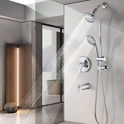 Drill - Stainless Steel Slide Bar Combo Rain Showerhead - Setting Hand, Dual Shower Spa System with Tup Spout Rough - in Included
