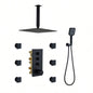 3 Functions 12 Inch Ceiling Mounted Thermostatic Shower System in Matte Black with square shower