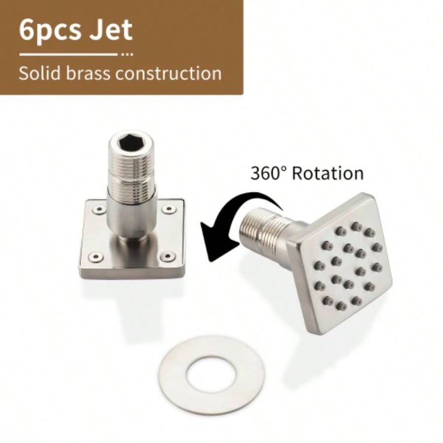 3 - Function 12 - Inch Wall - Mounted Thermostatic Shower System in Brushed Nickel with Square Shower