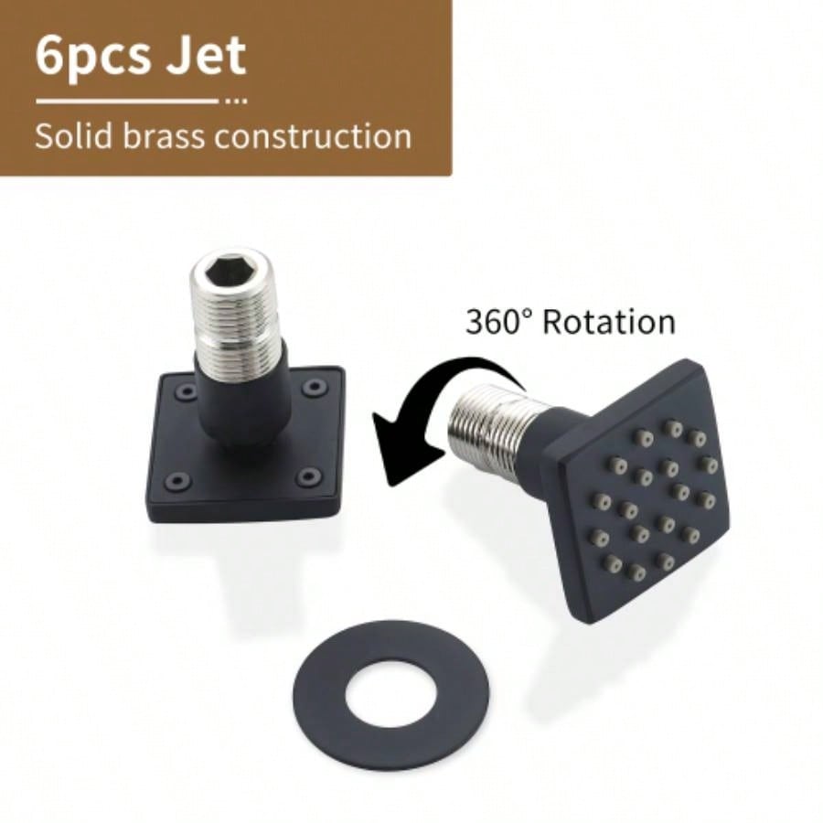 3 Functions 12 Inch Ceiling Mounted Thermostatic Shower System in Matte Black with square shower