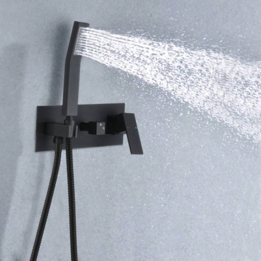 Shower system, Brass Matte Black Shower Faucet Set Shower System 10 Inch Rainfall Shower with Handheld Sprayer Bathroom Luxury Rain Mixer Combo Set, Rough - in Included
