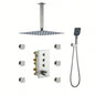 3 - Function 12 - Inch Wall - Mounted Thermostatic Shower System in Brushed Nickel with Square Shower