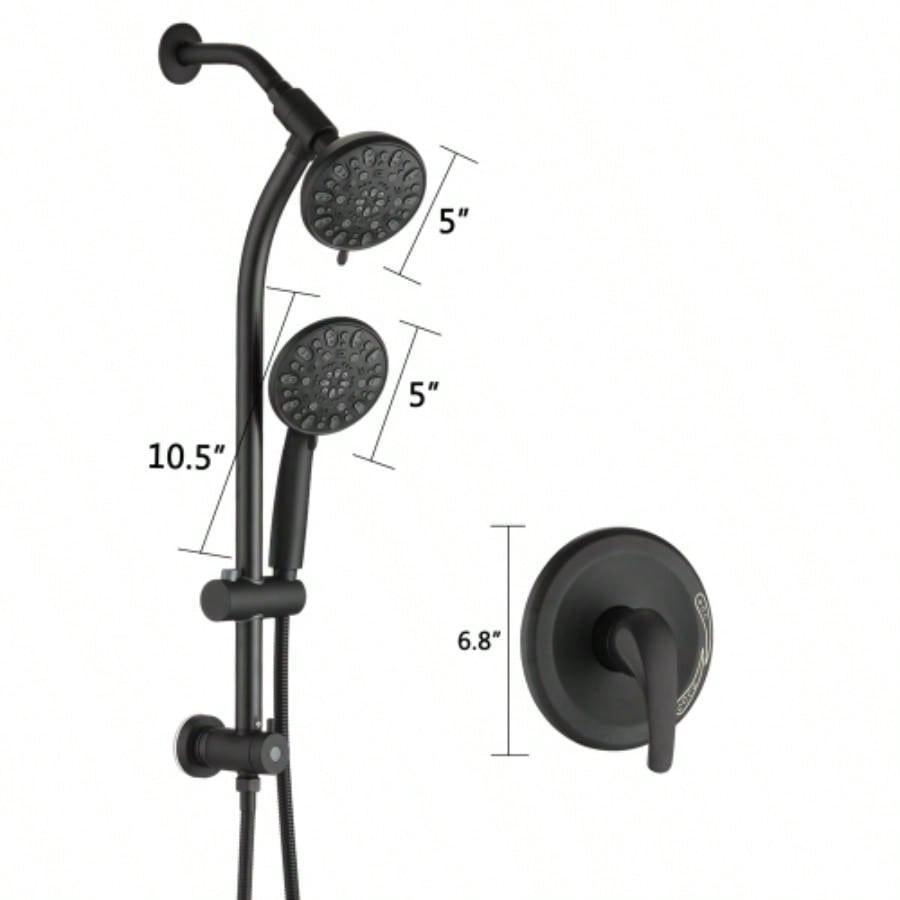 Drill - Stainless Steel Slide Bar Combo Rain Showerhead - Setting Hand, Dual Shower Spa System Rough - in Included