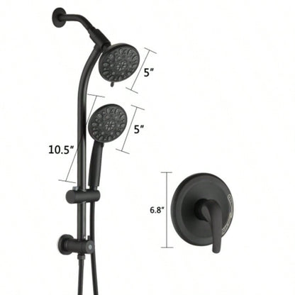 Drill - Stainless Steel Slide Bar Combo Rain Showerhead - Setting Hand, Dual Shower Spa System Rough - in Included