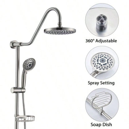 Shower with Handheld Shower System with 8 Rain Shower with Tub Spout Rough - in Included
