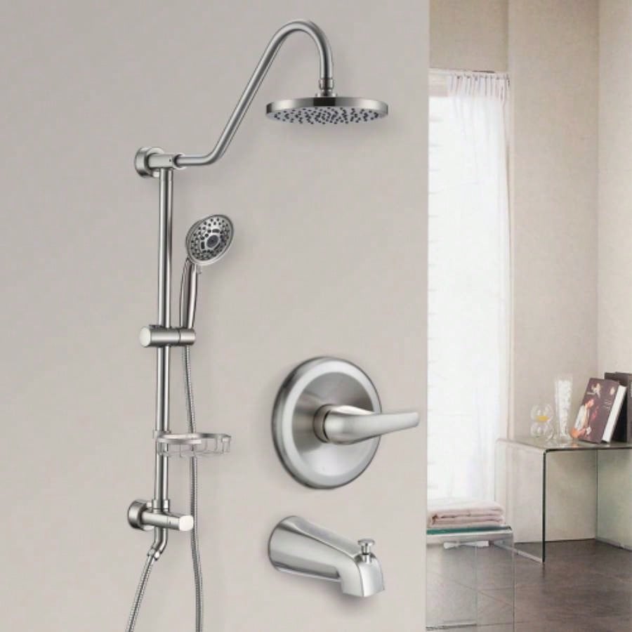 Shower with Handheld Shower System with 8 Rain Shower with Tub Spout Rough - in Included