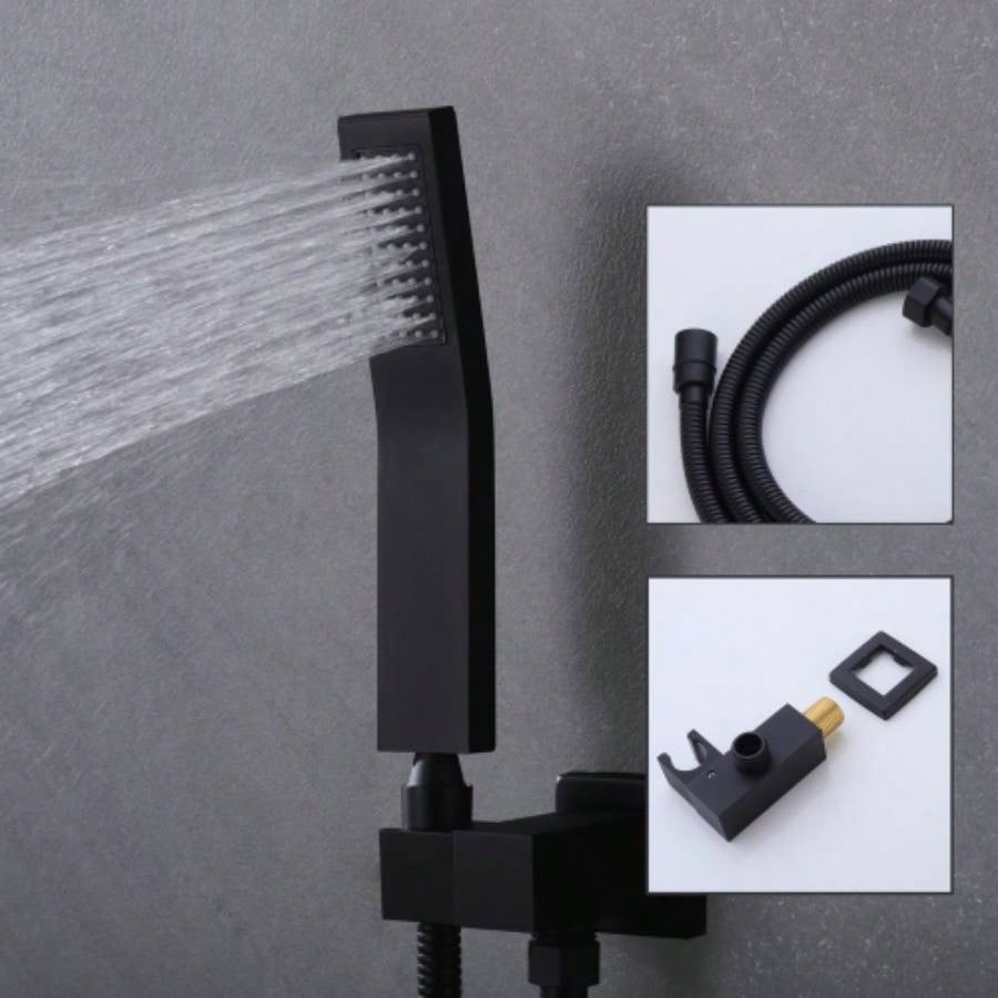 Matte Black Shower System Wall Mount Shower Faucet Set Bathroom 10 Inch High Pressure Luxury Shower with Handheld, Rough - in Body and Trim Included