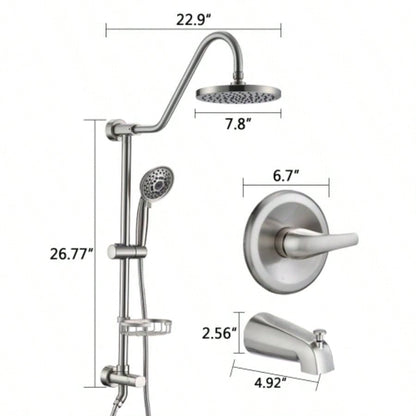 Shower with Handheld Shower System with 8 Rain Shower with Tub Spout Rough - in Included