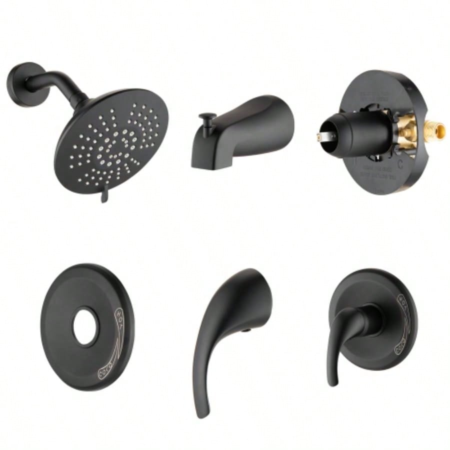 Single Handle Tub Spout and 5 - functions Shower Set Included