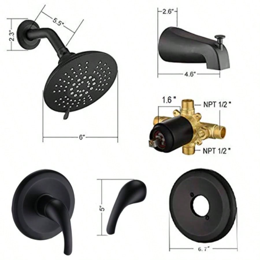 Single Handle Tub Spout and 5 - functions Shower Set Included