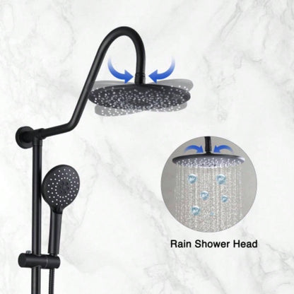 10 Rainfall Shower and Handheld Showerhead Combo Shower System with Slide Bar, Matte Black