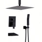 Shower Faucet Set, Shower System Bathroom High Pressure 12 Inches Rainfall Shower with Handheld Spray, Wall Mounted Shower Fixtures with Shower and Trim Kit, Matte Black