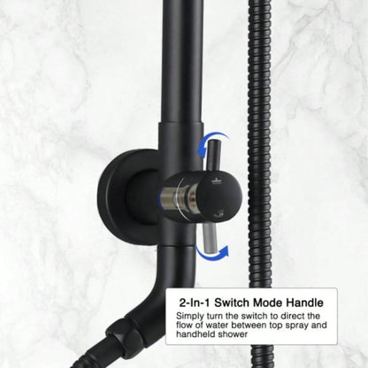 10 Rainfall Shower and Handheld Showerhead Combo Shower System with Slide Bar, Matte Black