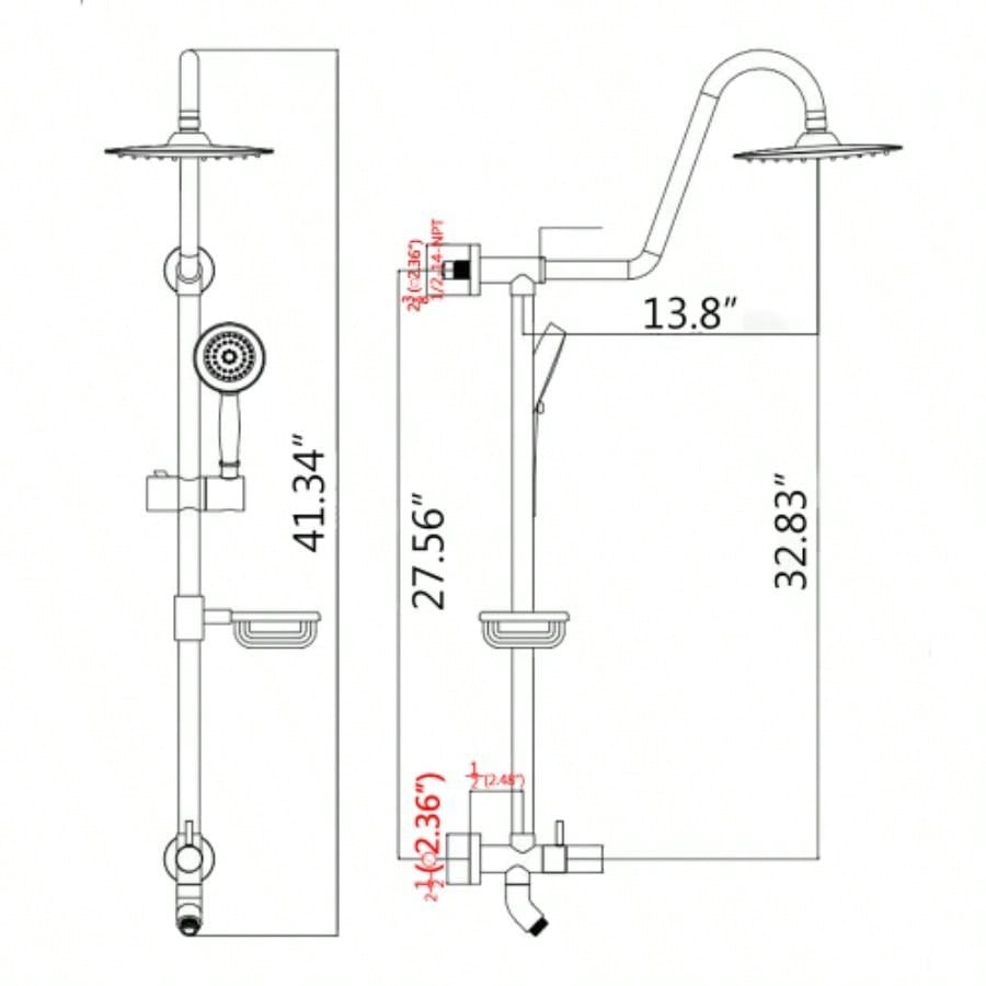 10 Rainfall Shower and Handheld Showerhead Combo Shower System with Slide Bar, Matte Black