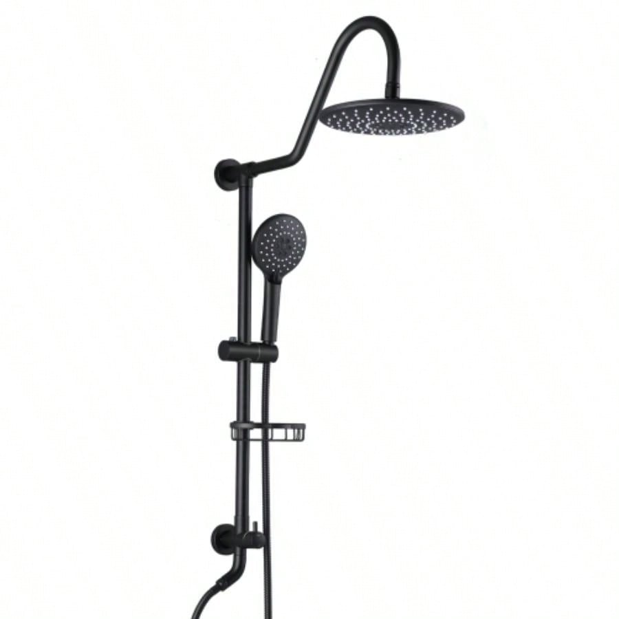 10 Rainfall Shower and Handheld Showerhead Combo Shower System with Slide Bar, Matte Black