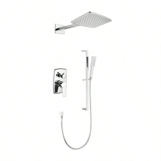 Shower System with Shower, Hand Shower, Slide Bar, Shower Arm, Hose, Trim, and Lever Handles