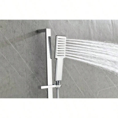 Shower System with Shower, Hand Shower, Slide Bar, Shower Arm, Hose, Trim, and Lever Handles