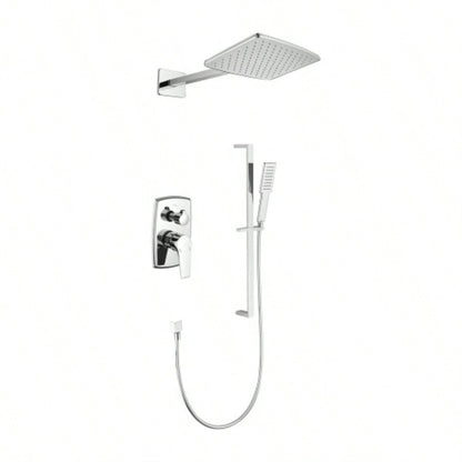 Shower System with Shower, Hand Shower, Slide Bar, Shower Arm, Hose, Trim, and Lever Handles