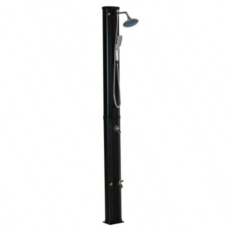 Outsunny Outdoor Heated Shower with 360 Rotating Rainfall Handheld Shower, Foot Shower Faucet, Temperature and Pressure Adjustable, Holds 9.2 Gallons Backyard Pool