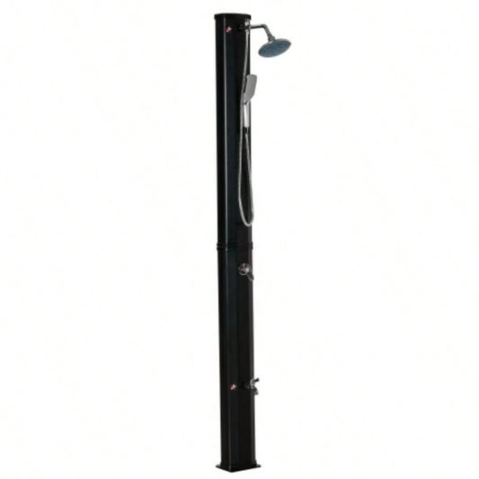 Outsunny Outdoor Heated Shower with 360 Rotating Rainfall Handheld Shower, Foot Shower Faucet, Temperature and Pressure Adjustable, Holds 9.2 Gallons Backyard Pool
