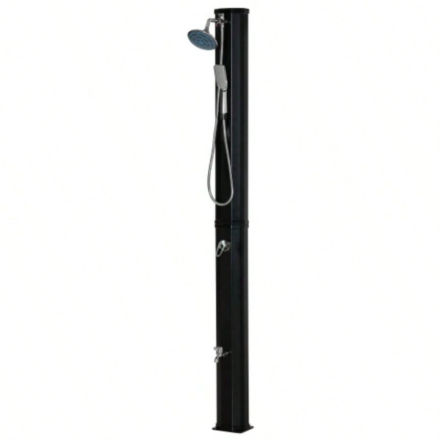 Outsunny Outdoor Heated Shower with 360 Rotating Rainfall Handheld Shower, Foot Shower Faucet, Temperature and Pressure Adjustable, Holds 9.2 Gallons Backyard Pool
