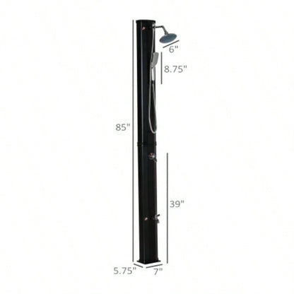 Outsunny Outdoor Heated Shower with 360 Rotating Rainfall Handheld Shower, Foot Shower Faucet, Temperature and Pressure Adjustable, Holds 9.2 Gallons Backyard Pool