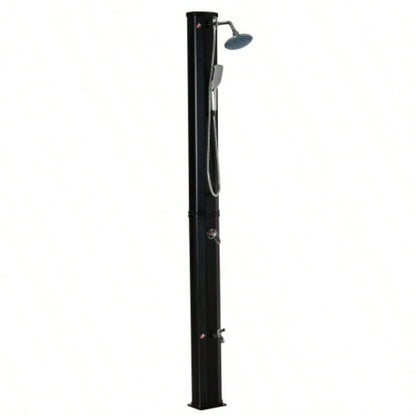 Outsunny Outdoor Heated Shower with 360 Rotating Rainfall Handheld Shower, Foot Shower Faucet, Temperature and Pressure Adjustable, Holds 9.2 Gallons Backyard Pool