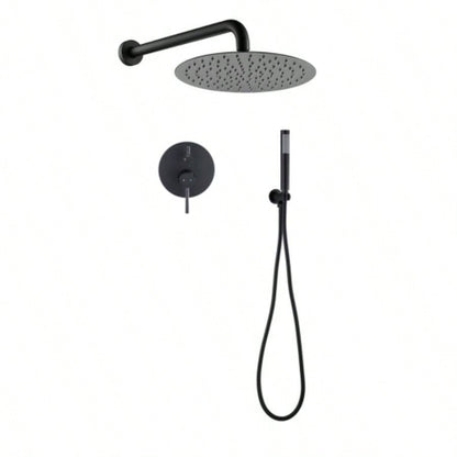 10 Matte Black Roud Rain Shower and Handheld Shower Set