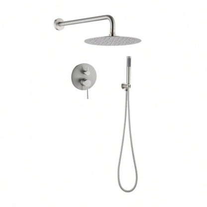 10 Matte Black Roud Rain Shower and Handheld Shower Set