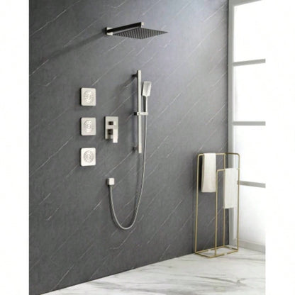 Shower System with Shower, Hand Shower, Slide Bar, Bodysprays, Shower Arm, Hose, Trim, and Lever Handles