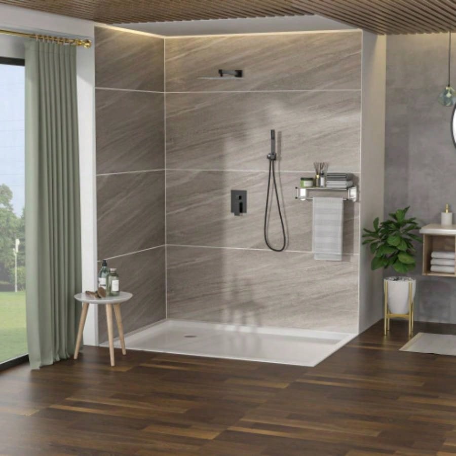 Dual Shower - 10 Inch Wall Mounted Square Shower System with Rough - in, Matte black