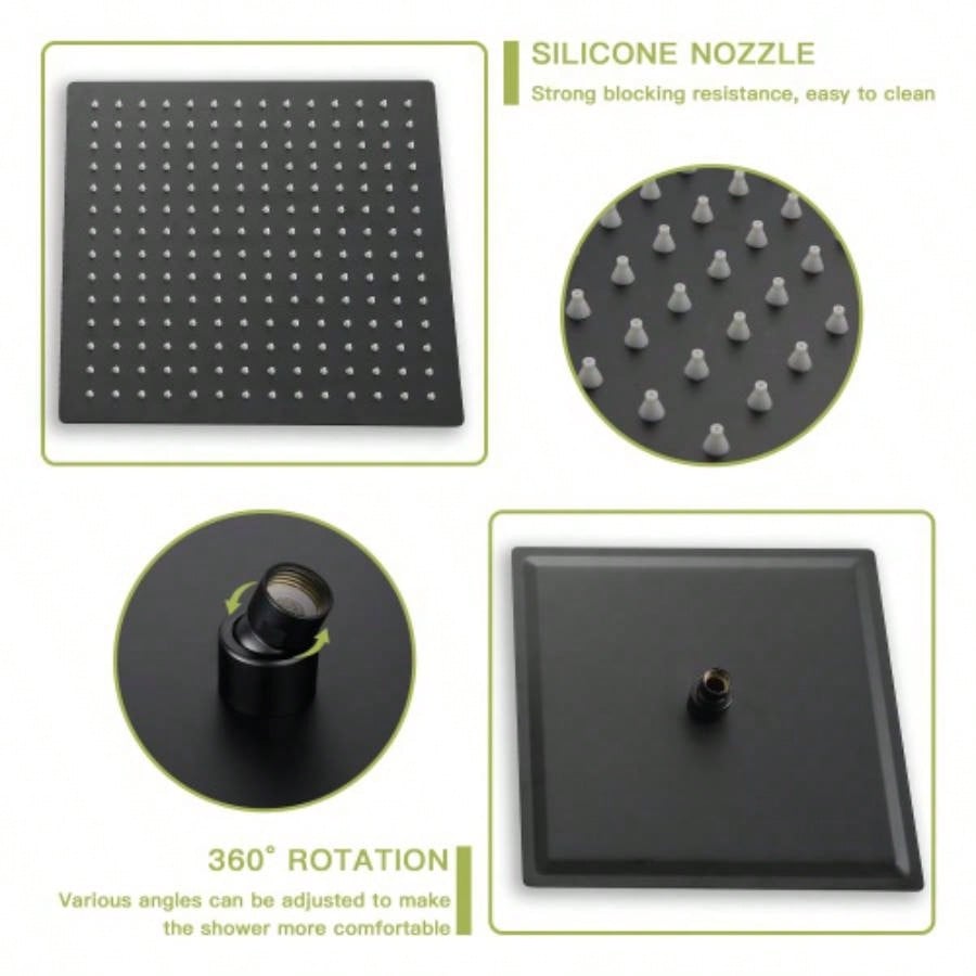 Dual Shower - 10 Inch Wall Mounted Square Shower System with Rough - in, Matte black