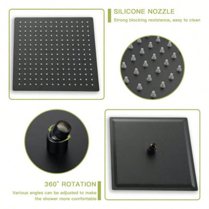 Dual Shower - 10 Inch Wall Mounted Square Shower System with Rough - in, Matte black