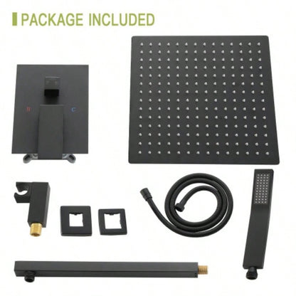 Dual Shower - 10 Inch Wall Mounted Square Shower System with Rough - in, Matte black