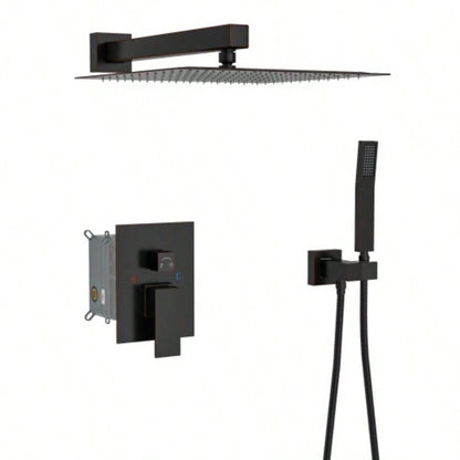Dual Shower - 10 Inch Wall Mounted Square Shower System with Rough - in, Matte black
