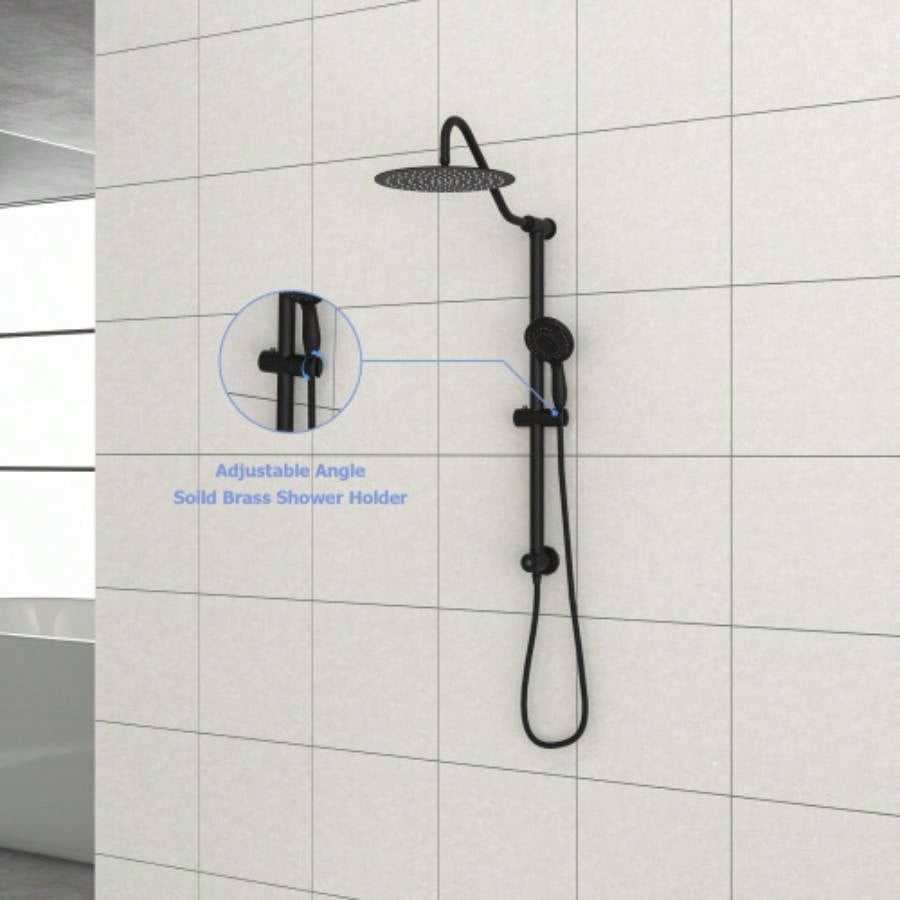 10 Inch Shower System with 5 Function Rain Hand Shower, 26.3 Slide Bar Shower Combo, Matte Black