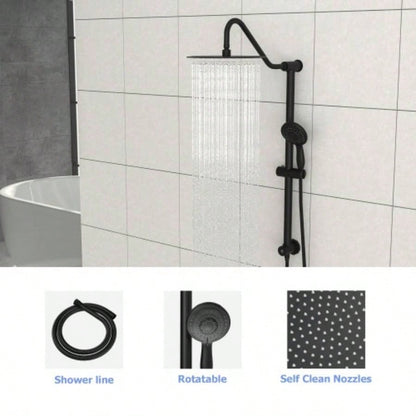 10 Inch Shower System with 5 Function Rain Hand Shower, 26.3 Slide Bar Shower Combo, Matte Black