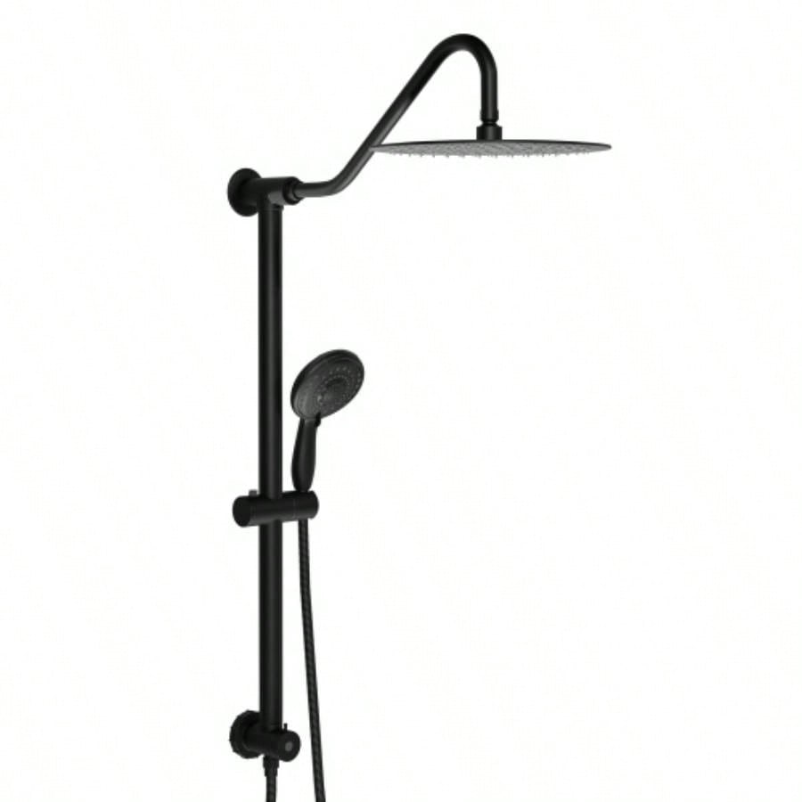 10 Inch Shower System with 5 Function Rain Hand Shower, 26.3 Slide Bar Shower Combo, Matte Black