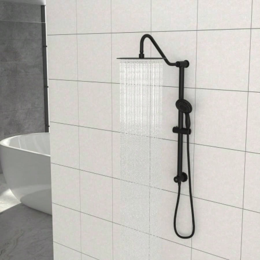 10 Inch Shower System with 5 Function Rain Hand Shower, 26.3 Slide Bar Shower Combo, Matte Black