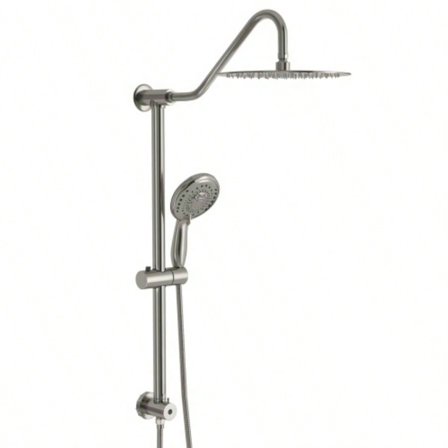 10 Inch Shower System with 5 Function Rain Hand Shower, 26.3 Slide Bar Shower Combo, Matte Black