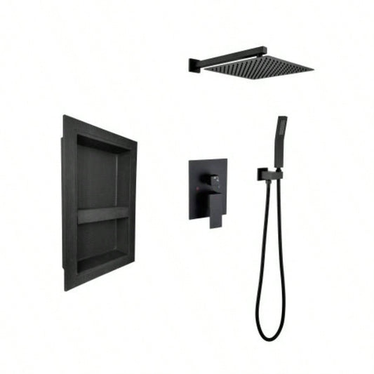 Shower System with Shower, Hand Shower, Hose, Trim, Lever Handles and Niche