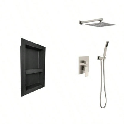 Shower System with Shower, Hand Shower, Hose, Trim, Lever Handles and Niche