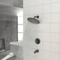 10 Round Rain Shower Systems with Waterfall Tub Spout, Matte black, Wall Mounted shower