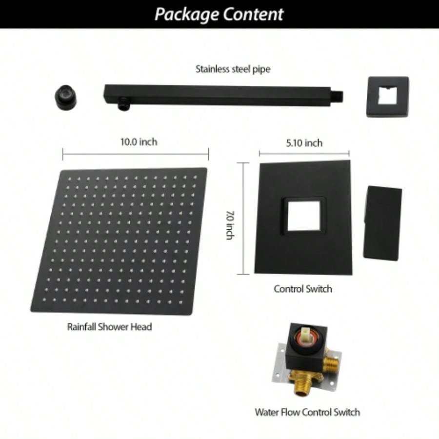 Shower Faucet Set, Shower System with 10 - Inch Rainfall Shower and Shower, Matte black