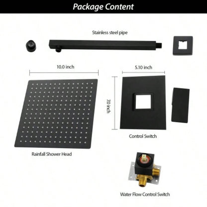 Shower Faucet Set, Shower System with 10 - Inch Rainfall Shower and Shower, Matte black