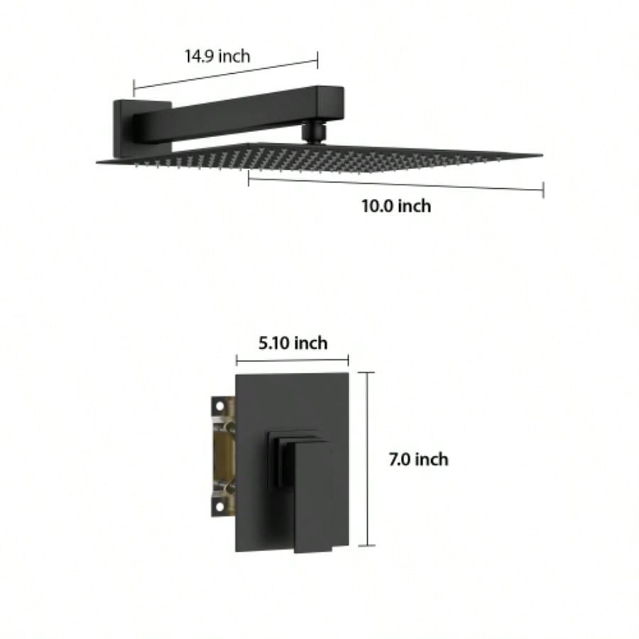 Shower Faucet Set, Shower System with 10 - Inch Rainfall Shower and Shower, Matte black