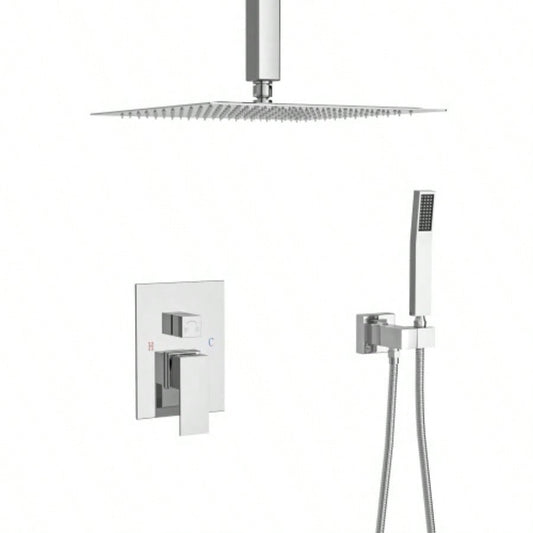 Dual Shower - 12 Inch Ceiling Mount Square Shower System with Rough - in,