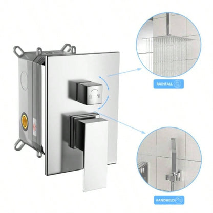 Dual Shower - 12 Inch Ceiling Mount Square Shower System with Rough - in,