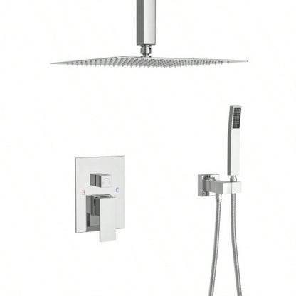 Dual Shower - 12 Inch Ceiling Mount Square Shower System with Rough - in,